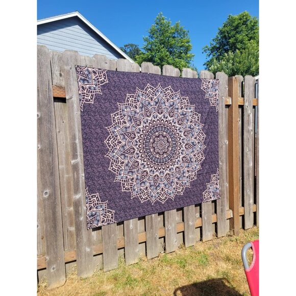 New Black Mandala Tapestry Wall Hanging, Boho Hippie Wall Art for Bedroom Decor - Picture 5 of 11